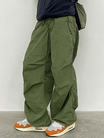 Sonicelife Relaxed Drawstring Low Waist Cargo Pants