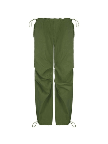 Sonicelife Relaxed Drawstring Low Waist Cargo Pants