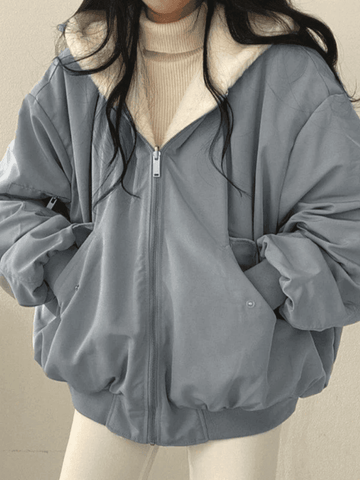 Sonicelife Reversible Oversize Fleece Hooded Jacket