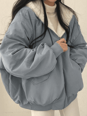 Sonicelife Reversible Oversize Fleece Hooded Jacket