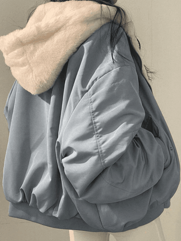 Sonicelife Reversible Oversize Fleece Hooded Jacket