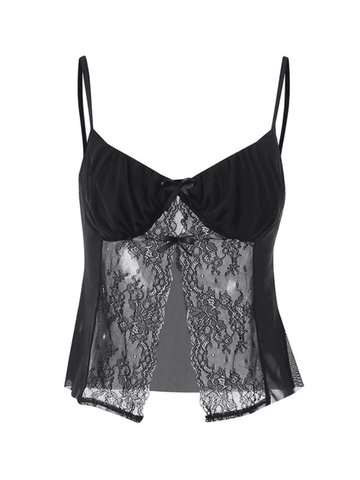 Sonicelife Ribbon Lace Patchwork Cutout Cami Top