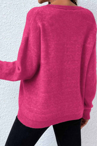 Sonicelife Crew Neck Star Long Sleeve Knitted Sweater