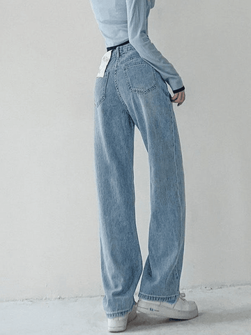 Sonicelife Seam Detail Washed Boyfriend Jeans