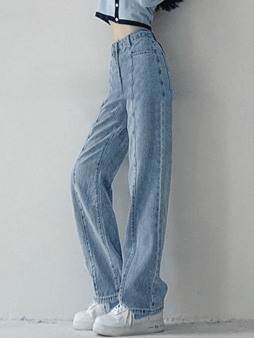 Sonicelife Seam Detail Washed Boyfriend Jeans