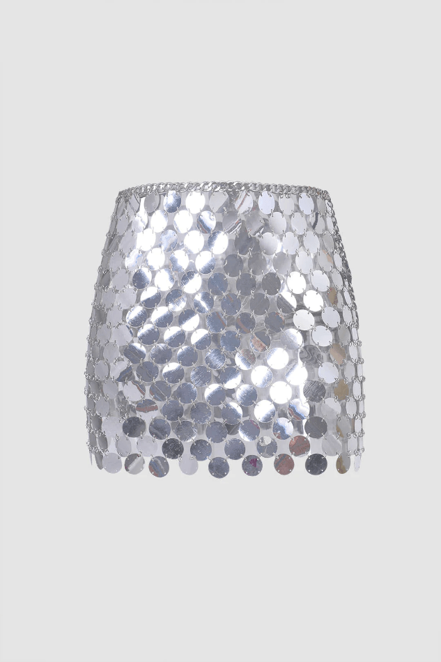 Sonicelife-Sequined Mini Skirt