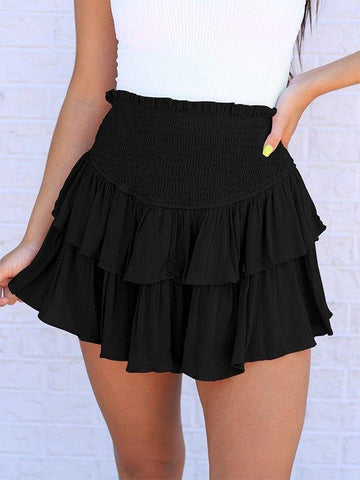 Sonicelife Smock Tiered Ruffle Mini Skirt