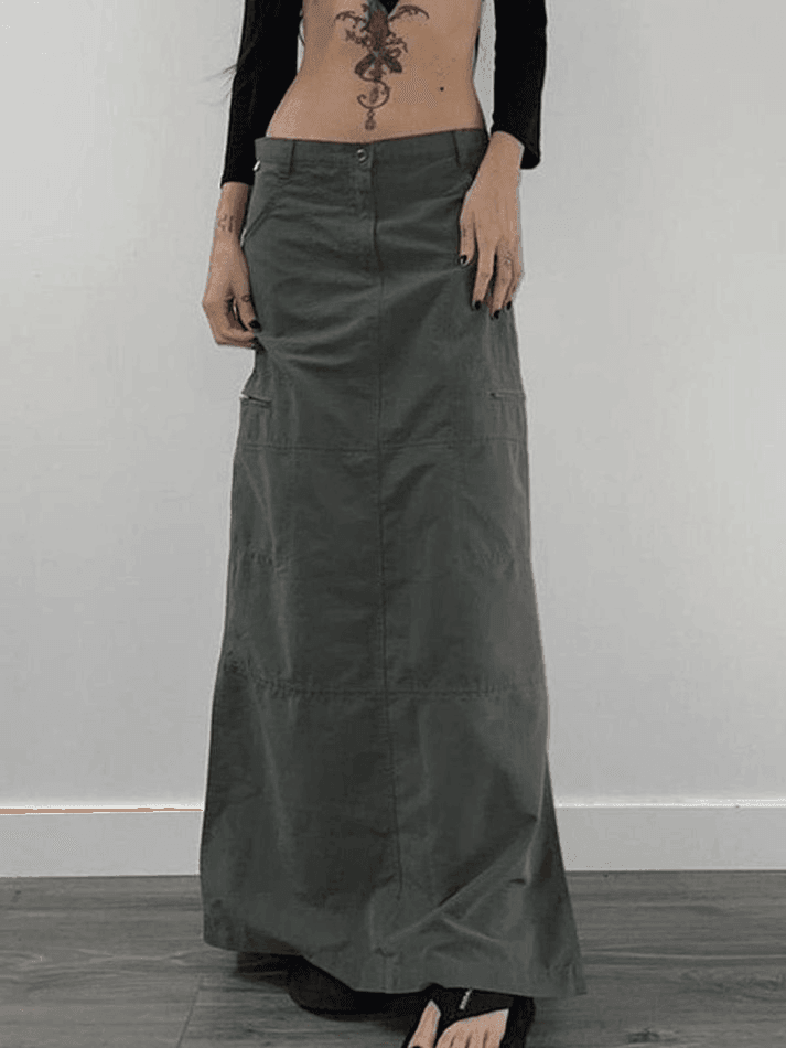 Sonicelife Split Y2K Low Waist Cargo Skirt