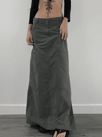 Sonicelife Split Y2K Low Waist Cargo Skirt