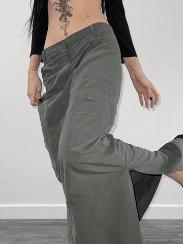 Sonicelife Split Y2K Low Waist Cargo Skirt