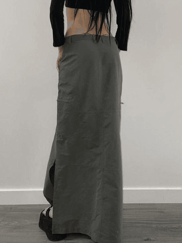 Sonicelife Split Y2K Low Waist Cargo Skirt