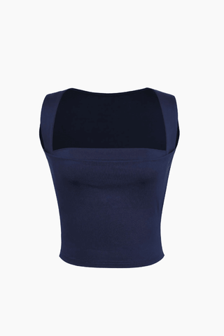 Sonicelife-Square Neck Cropped Tank Top