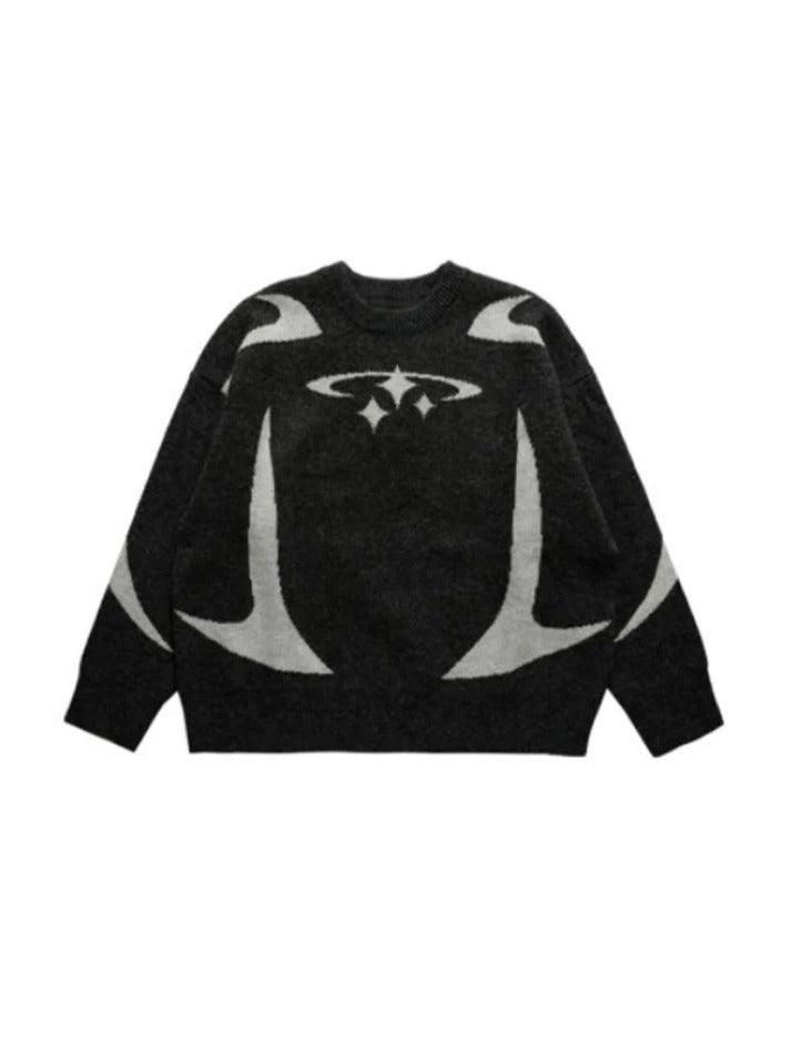 Back To School Sonicelife Star Jacquard Baggy Sweater