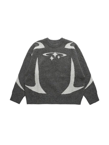 Back To School Sonicelife Star Jacquard Baggy Sweater