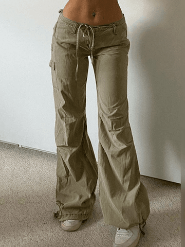 Sonicelife Straight Leg Pocket Cargo Pants