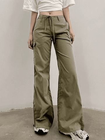 Sonicelife Straight Leg Pocket Cargo Pants