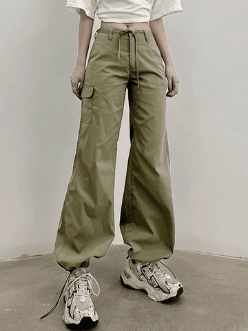 Sonicelife Straight Leg Pocket Cargo Pants