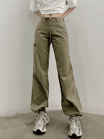 Sonicelife Straight Leg Pocket Cargo Pants