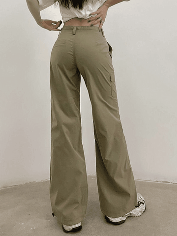 Sonicelife Straight Leg Pocket Cargo Pants