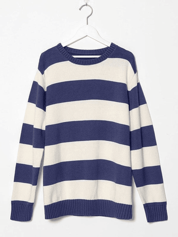 Back To School Sonicelife Striped Crew Neck Knit Sweater