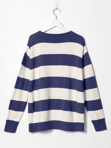 Back To School Sonicelife Striped Crew Neck Knit Sweater