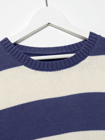 Back To School Sonicelife Striped Crew Neck Knit Sweater