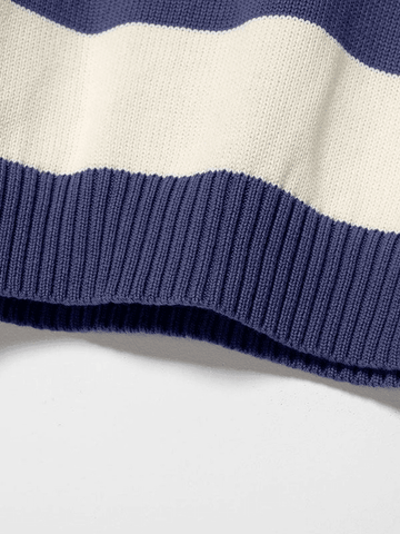 Back To School Sonicelife Striped Crew Neck Knit Sweater