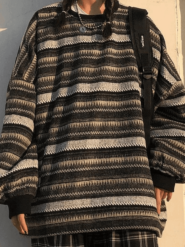 Back To School Sonicelife Striped Pullover Knit Sweater