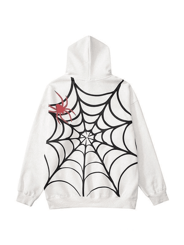 Back To School Sonicelife Unisex Loose Fit Spiderweb Graphic Hoodie