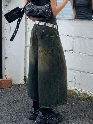 Sonicelife-Vintage Distressed Wide Leg Denim Shorts