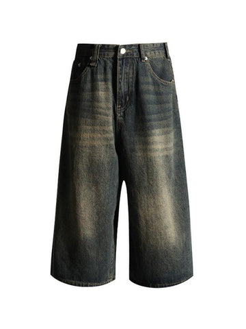 Sonicelife-Vintage Distressed Wide Leg Denim Shorts