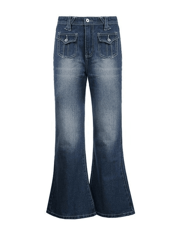 Sonicelife Vintage Low Waist Cargo Jeans
