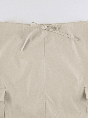 Sonicelife Vintage Pocket Long Cargo Skirt