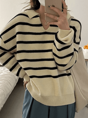 Sonicelife Vintage Striped Pullover Sweater