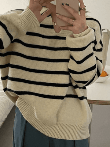 Sonicelife Vintage Striped Pullover Sweater