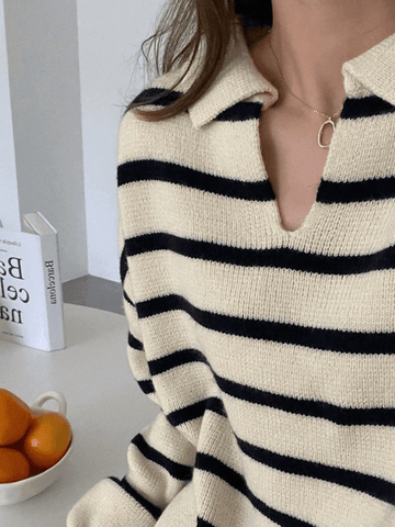 Sonicelife Vintage Striped Pullover Sweater