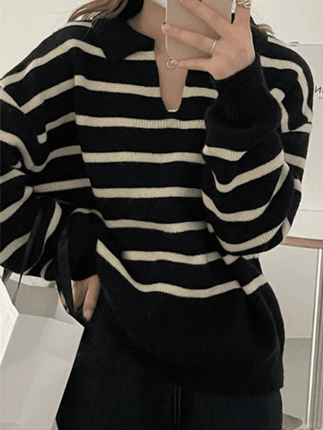 Sonicelife Vintage Striped Pullover Sweater