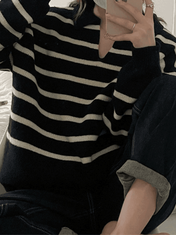 Sonicelife Vintage Striped Pullover Sweater