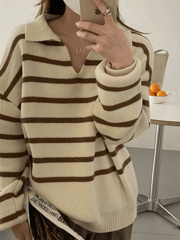 Sonicelife Vintage Striped Pullover Sweater