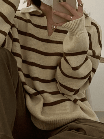 Sonicelife Vintage Striped Pullover Sweater