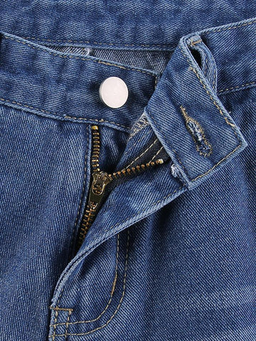 Sonicelife Vintage Washed Heart Print Jeans