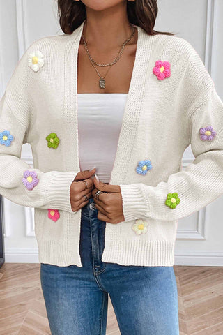 Sonicelife Long Sleeve Floral Knitted Cardigan