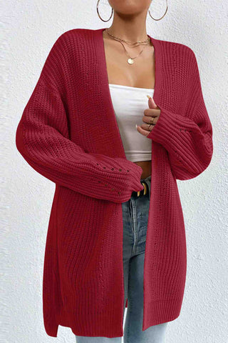 Sonicelife Solid Open Front Mid-Length Cardigan