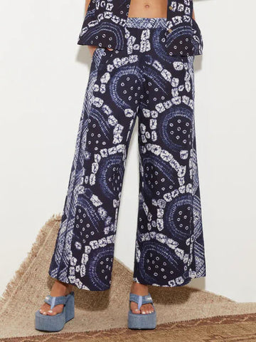 Sonicelife-Tie-Dye Printed Ethnic Floral Loose Wide-Leg Pants