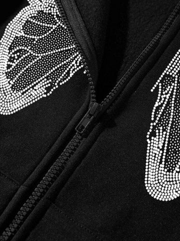 Back To School Sonicelife Y2K Butterfly Oversized Zip Up Hoodie