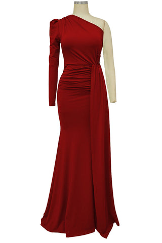 Sonicelife - Black Elegant Solid Patchwork Oblique Collar Evening Dress Dresses