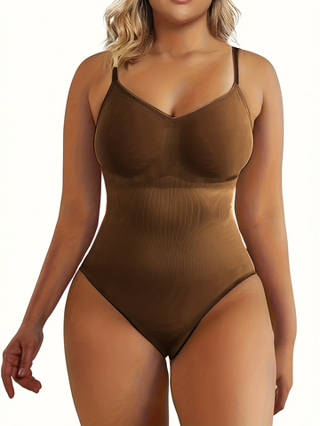 Sonicelife Plus Size Casual Shapewear, Women's Plus Plain Breast Lifting Tummy Control Body Shaping Bodysuit