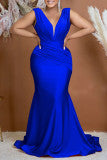 Sonicelife - Black Sexy Formal Solid Patchwork V Neck Evening Dress Dresses
