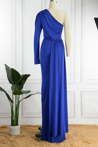 Sonicelife - Black Elegant Solid Patchwork Oblique Collar Evening Dress Dresses