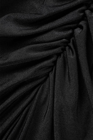 Sonicelife - Black Sexy Formal Solid Patchwork V Neck Evening Dress Dresses